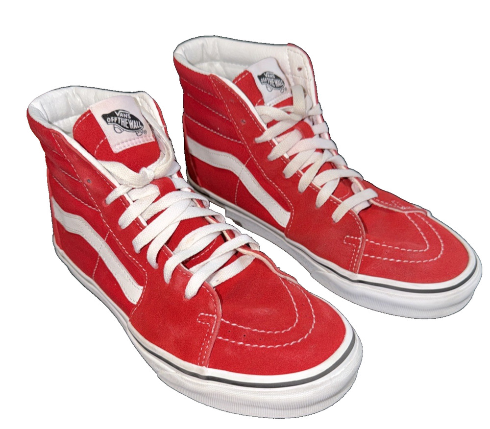 Vans Sk8-Hi Red Suede Canvas Sneakers 9.5